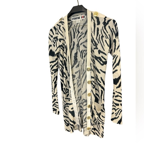 Sweaters - Literature Noir XS wool cashmere zebra cardigan vintage good used condition